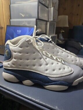 Jordan 13 "French Blue", Size 11.5m White and Navy Retro Basketball Sneakers